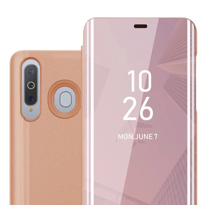 Cadorabo Hülle kompatibel mit Samsung Galaxy A8s Clear View Spiegel Schutzhülle mit Standfunktion 360 Grad Schutz