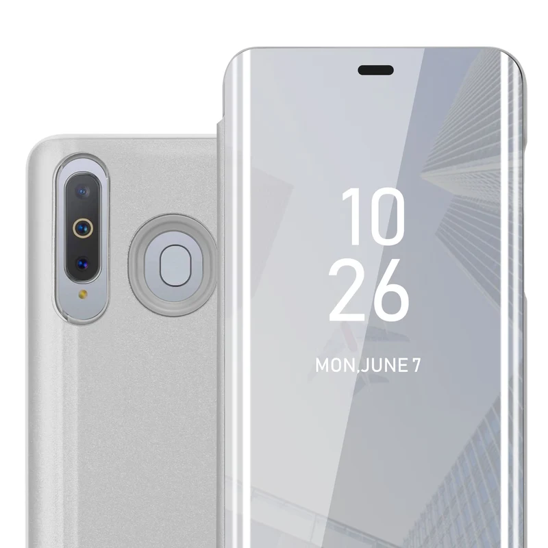 Cadorabo Hülle kompatibel mit Samsung Galaxy A8s Clear View Spiegel Schutzhülle mit Standfunktion 360 Grad Schutz
