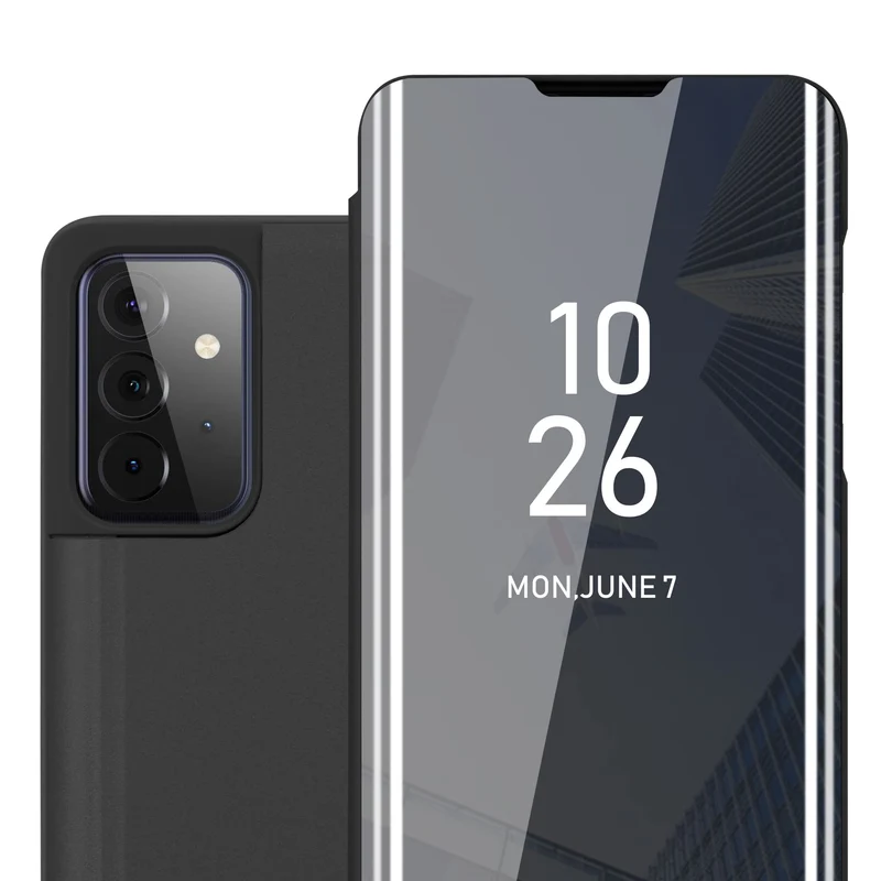 Cadorabo Hülle kompatibel mit Samsung Galaxy A72 4G / 5G Clear View Spiegel Schutzhülle mit Standfunktion 360 Grad Schutz