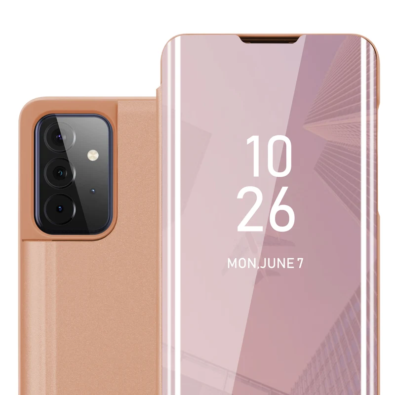 Cadorabo Hülle kompatibel mit Samsung Galaxy A72 4G / 5G Clear View Spiegel Schutzhülle mit Standfunktion 360 Grad Schutz