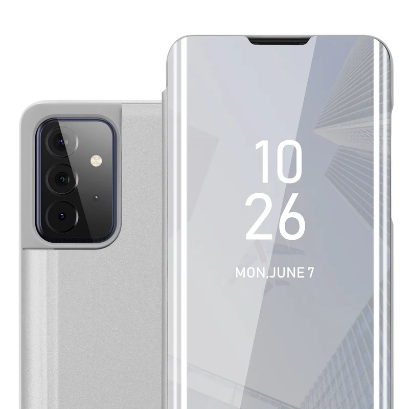 Cadorabo Hülle kompatibel mit Samsung Galaxy A72 4G / 5G Clear View Spiegel Schutzhülle mit Standfunktion 360 Grad Schutz