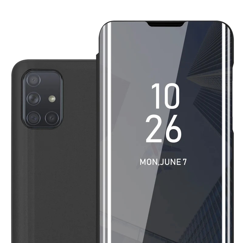 Cadorabo Hülle kompatibel mit Samsung Galaxy A71 4G Clear View Spiegel Schutzhülle mit Standfunktion 360 Grad Schutz