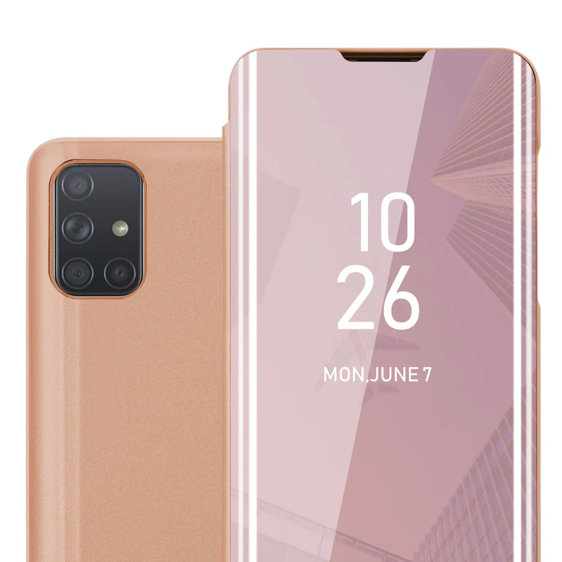 Cadorabo Hülle kompatibel mit Samsung Galaxy A71 4G Clear View Spiegel Schutzhülle mit Standfunktion 360 Grad Schutz