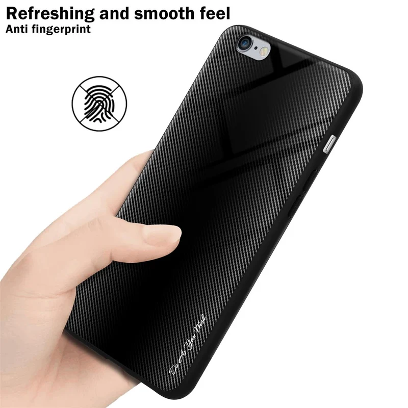 Cadorabo Hülle kompatibel mit Apple iPhone 6 PLUS / 6S PLUS - Streifen Optik Schutzhülle aus Tempered Glas und TPU Silikon