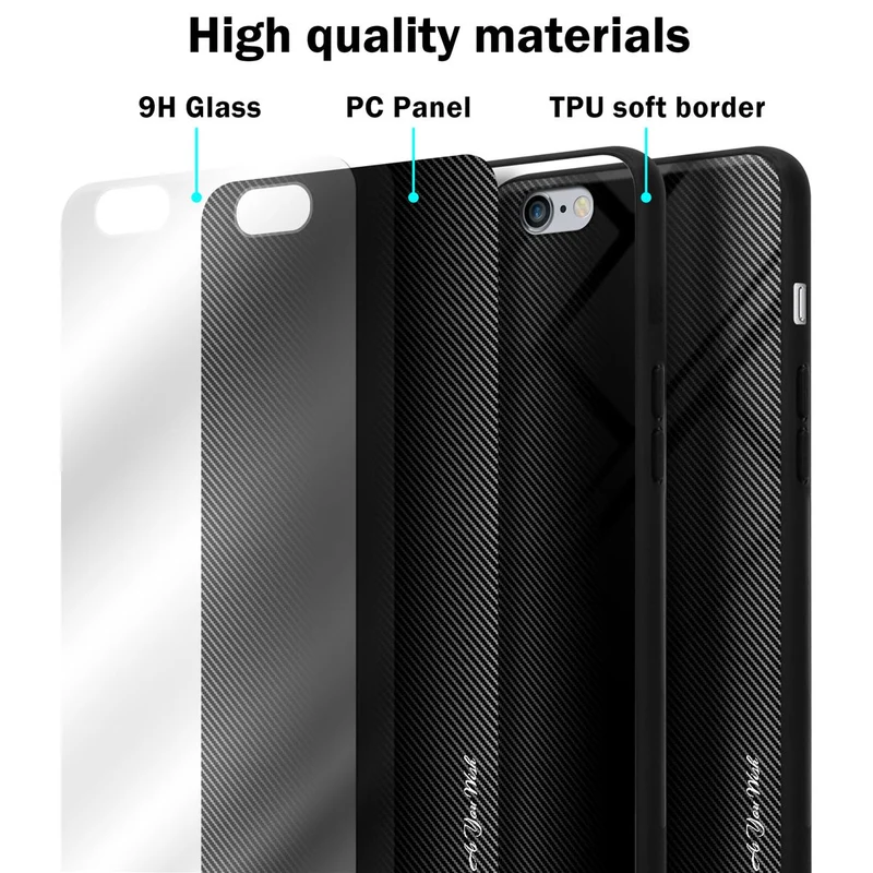 Cadorabo Hülle kompatibel mit Apple iPhone 6 PLUS / 6S PLUS - Streifen Optik Schutzhülle aus Tempered Glas und TPU Silikon