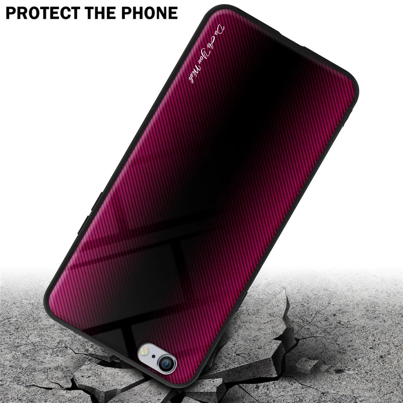Cadorabo Hülle kompatibel mit Apple iPhone 6 PLUS / 6S PLUS - Streifen Optik Schutzhülle aus Tempered Glas und TPU Silikon
