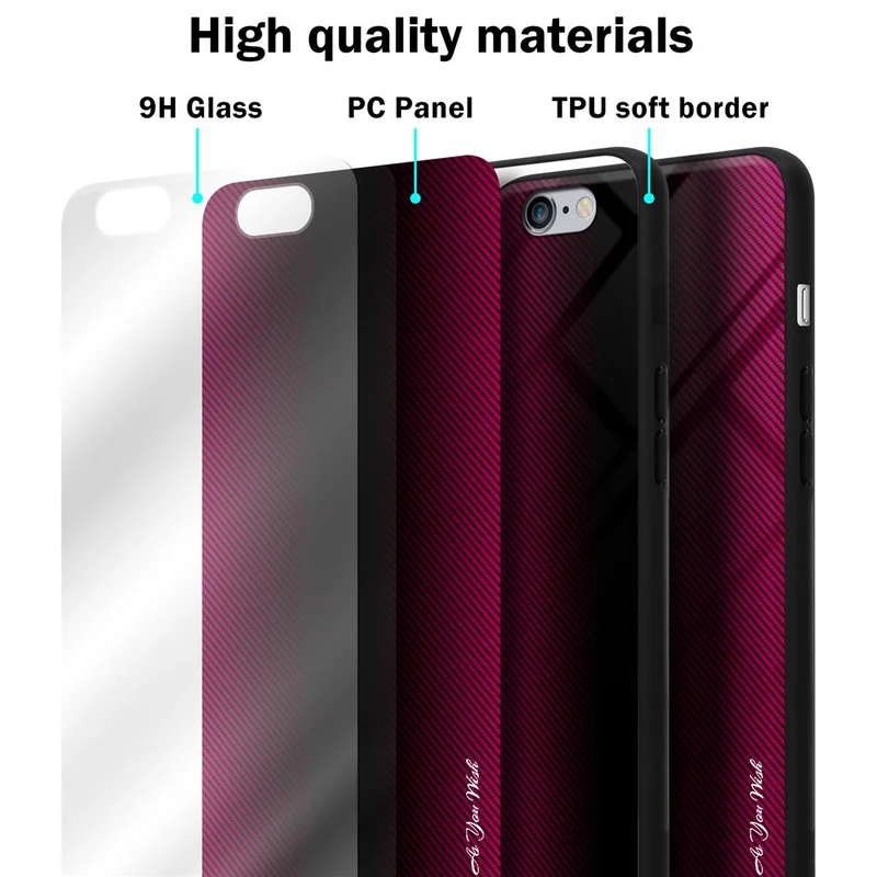 Cadorabo Hülle kompatibel mit Apple iPhone 6 PLUS / 6S PLUS - Streifen Optik Schutzhülle aus Tempered Glas und TPU Silikon