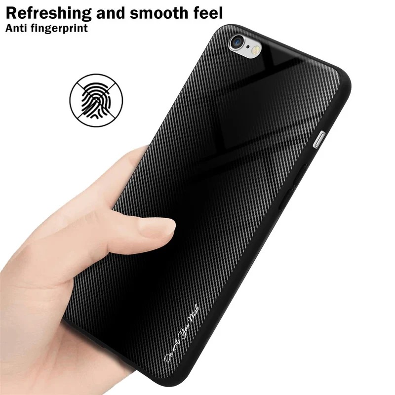 Cadorabo Hülle kompatibel mit Apple iPhone 6 / 6S - Streifen Optik Schutzhülle aus Tempered Glas und TPU Silikon