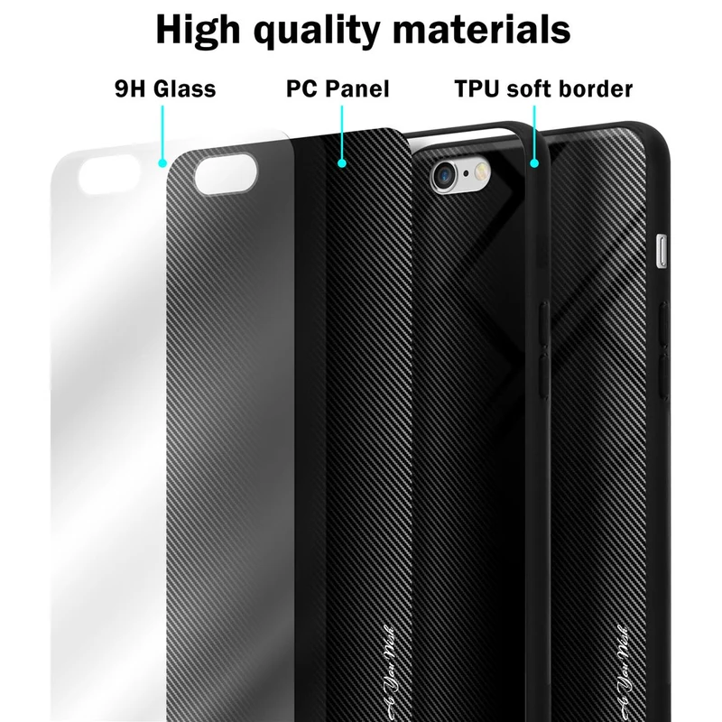 Cadorabo Hülle kompatibel mit Apple iPhone 6 / 6S - Streifen Optik Schutzhülle aus Tempered Glas und TPU Silikon