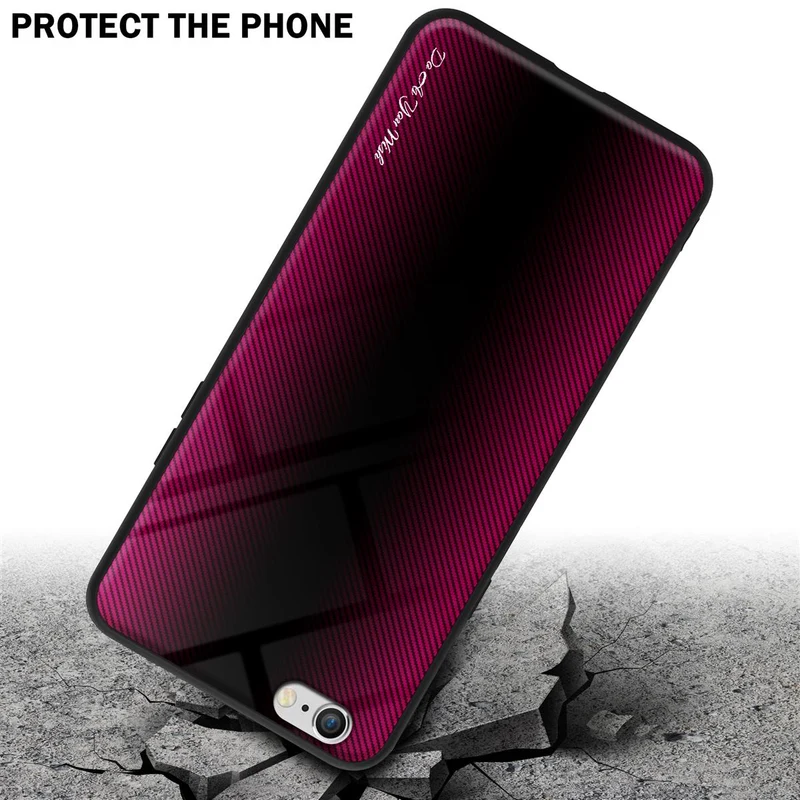 Cadorabo Hülle kompatibel mit Apple iPhone 6 / 6S - Streifen Optik Schutzhülle aus Tempered Glas und TPU Silikon