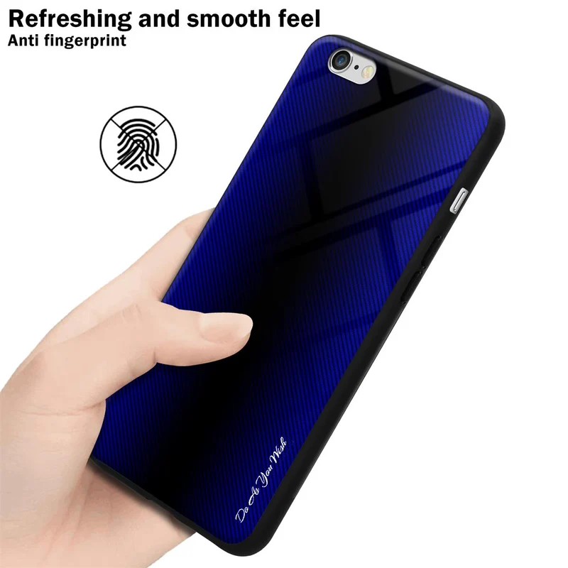 Cadorabo Hülle kompatibel mit Apple iPhone 6 / 6S - Streifen Optik Schutzhülle aus Tempered Glas und TPU Silikon