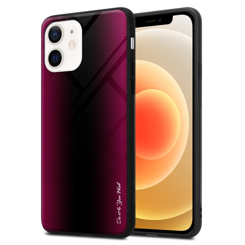 Cadorabo Hülle kompatibel mit Apple iPhone 12 MINI - Streifen Optik Schutzhülle aus Tempered Glas und TPU Silikon