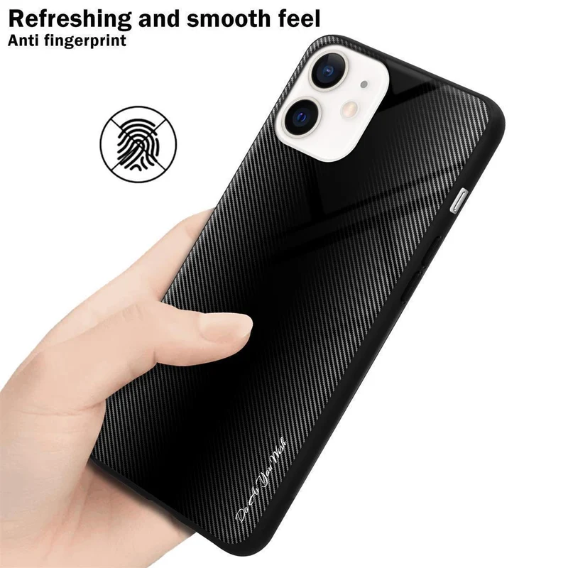 Cadorabo Hülle kompatibel mit Apple iPhone 12 MINI - Streifen Optik Schutzhülle aus Tempered Glas und TPU Silikon