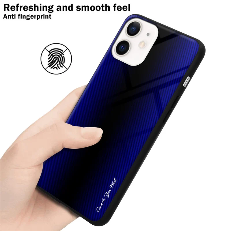 Cadorabo Hülle kompatibel mit Apple iPhone 12 MINI - Streifen Optik Schutzhülle aus Tempered Glas und TPU Silikon