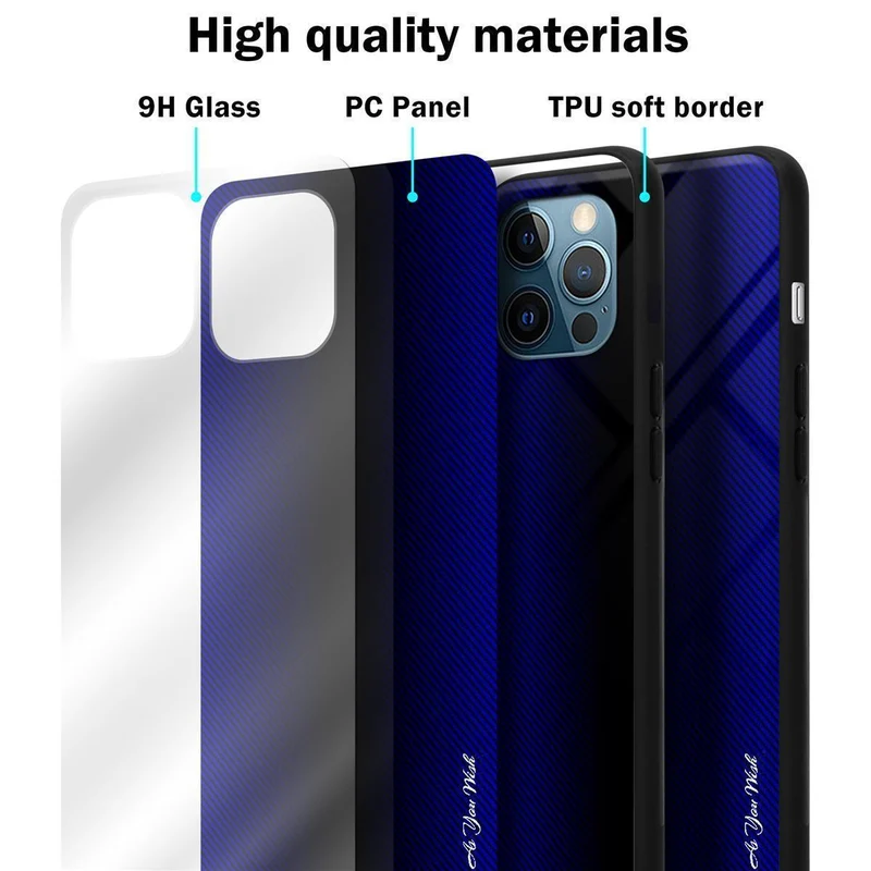 Cadorabo Hülle kompatibel mit Apple iPhone 12 / 12 PRO - Streifen Optik Schutzhülle aus Tempered Glas und TPU Silikon
