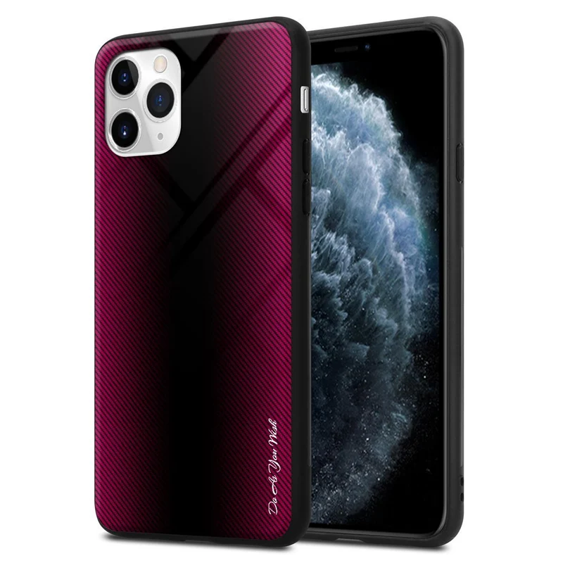 Cadorabo Hülle kompatibel mit Apple iPhone 11 PRO MAX - Streifen Optik Schutzhülle aus Tempered Glas und TPU Silikon