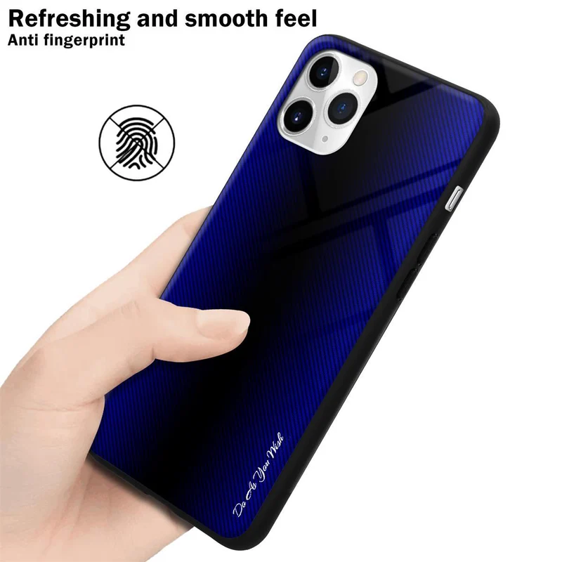 Cadorabo Hülle kompatibel mit Apple iPhone 11 PRO MAX - Streifen Optik Schutzhülle aus Tempered Glas und TPU Silikon