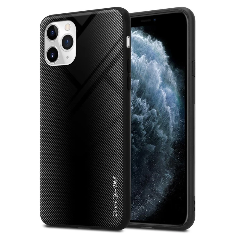 Cadorabo Hülle kompatibel mit Apple iPhone 11 PRO - Streifen Optik Schutzhülle aus Tempered Glas und TPU Silikon