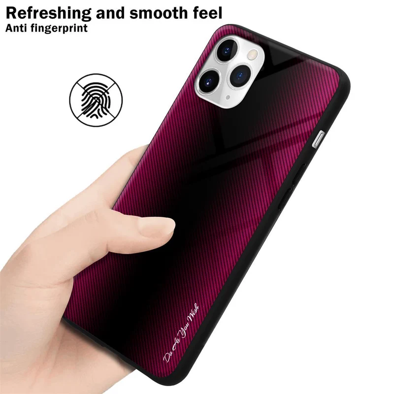 Cadorabo Hülle kompatibel mit Apple iPhone 11 PRO - Streifen Optik Schutzhülle aus Tempered Glas und TPU Silikon