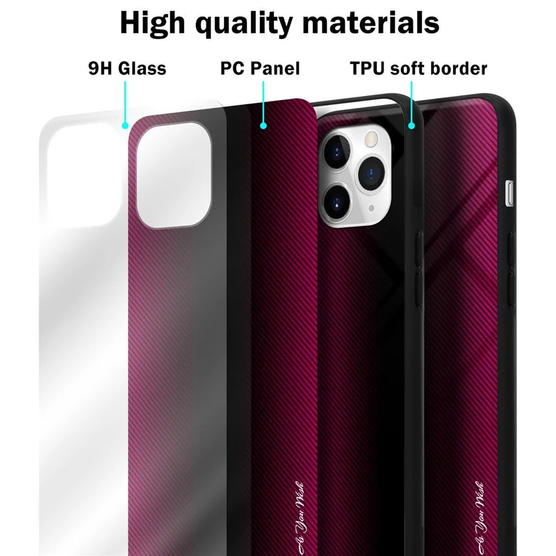 Cadorabo Hülle kompatibel mit Apple iPhone 11 PRO - Streifen Optik Schutzhülle aus Tempered Glas und TPU Silikon