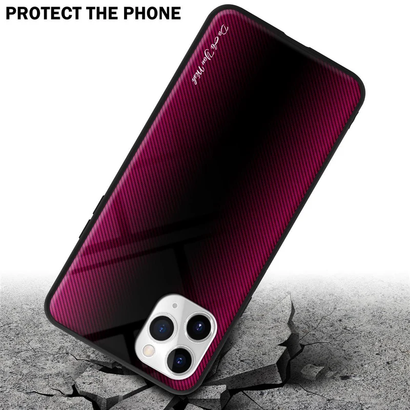 Cadorabo Hülle kompatibel mit Apple iPhone 11 PRO - Streifen Optik Schutzhülle aus Tempered Glas und TPU Silikon