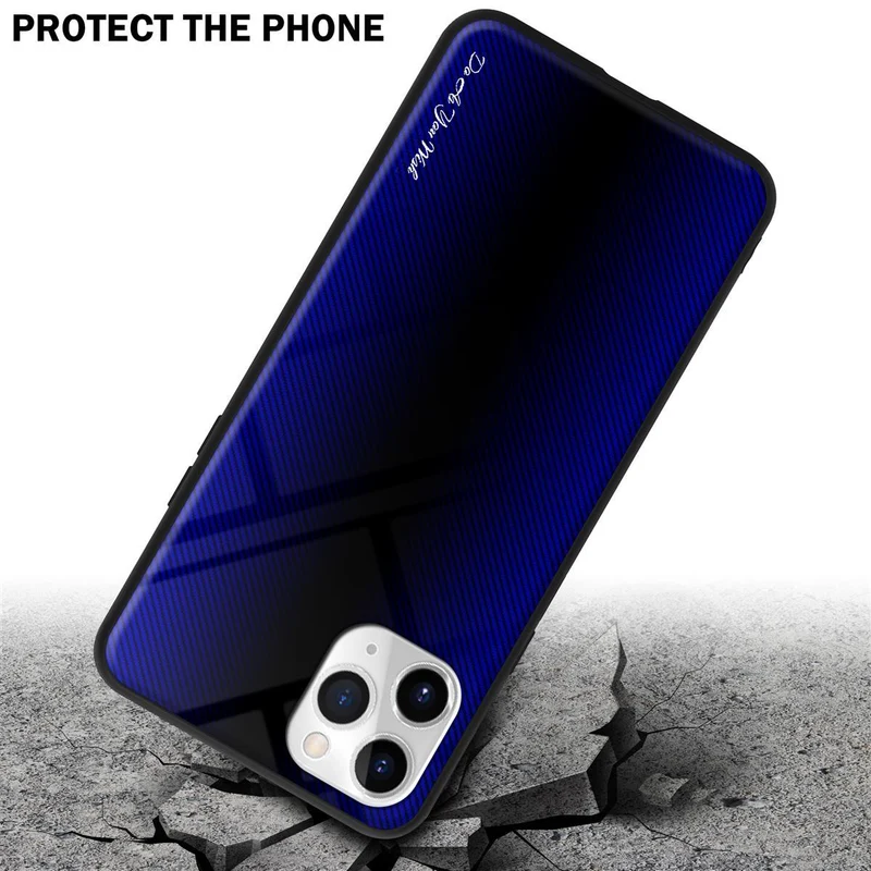 Cadorabo Hülle kompatibel mit Apple iPhone 11 PRO - Streifen Optik Schutzhülle aus Tempered Glas und TPU Silikon
