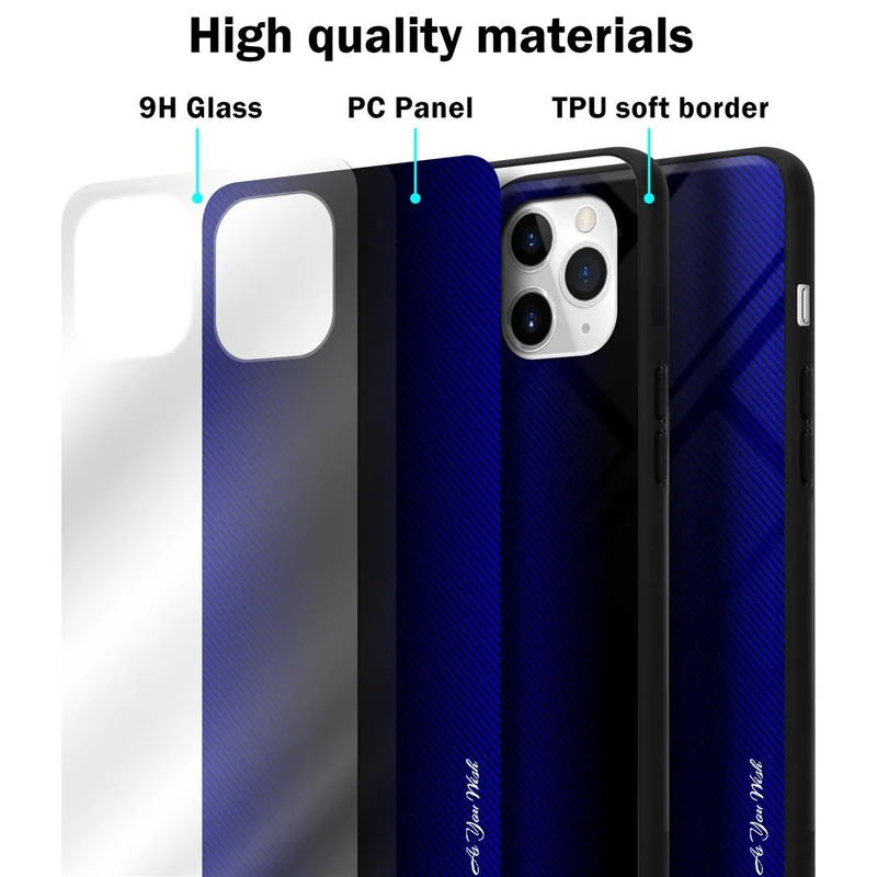 Cadorabo Hülle kompatibel mit Apple iPhone 11 PRO - Streifen Optik Schutzhülle aus Tempered Glas und TPU Silikon