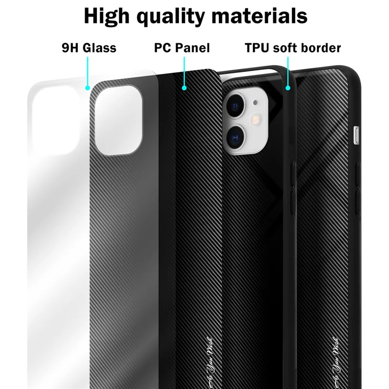 Cadorabo Hülle kompatibel mit Apple iPhone 11 - Streifen Optik Schutzhülle aus Tempered Glas und TPU Silikon