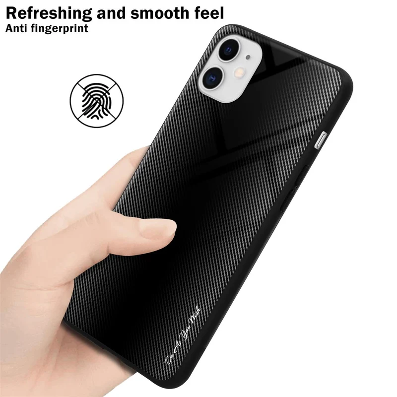 Cadorabo Hülle kompatibel mit Apple iPhone 11 - Streifen Optik Schutzhülle aus Tempered Glas und TPU Silikon