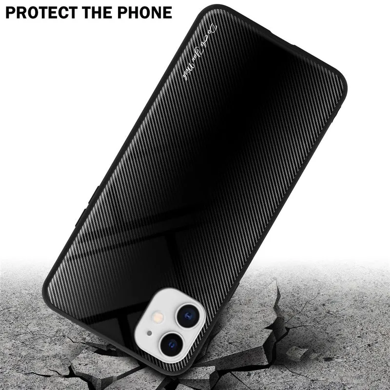 Cadorabo Hülle kompatibel mit Apple iPhone 11 - Streifen Optik Schutzhülle aus Tempered Glas und TPU Silikon