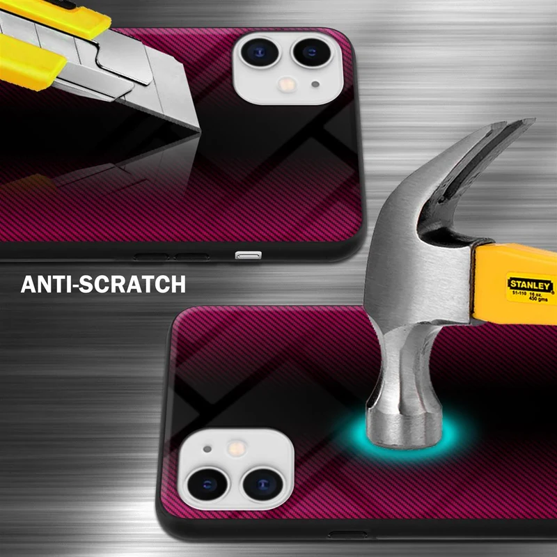 Cadorabo Hülle kompatibel mit Apple iPhone 11 - Streifen Optik Schutzhülle aus Tempered Glas und TPU Silikon