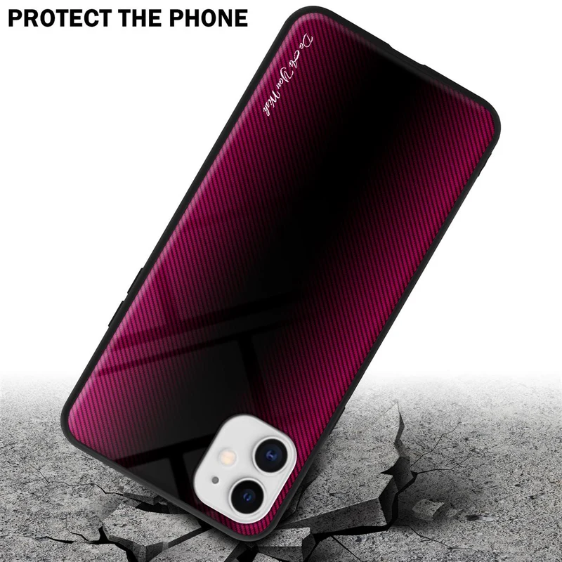 Cadorabo Hülle kompatibel mit Apple iPhone 11 - Streifen Optik Schutzhülle aus Tempered Glas und TPU Silikon