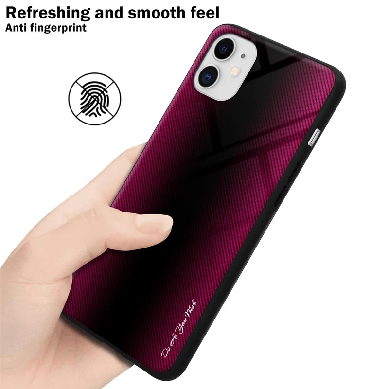 Cadorabo Hülle kompatibel mit Apple iPhone 11 - Streifen Optik Schutzhülle aus Tempered Glas und TPU Silikon