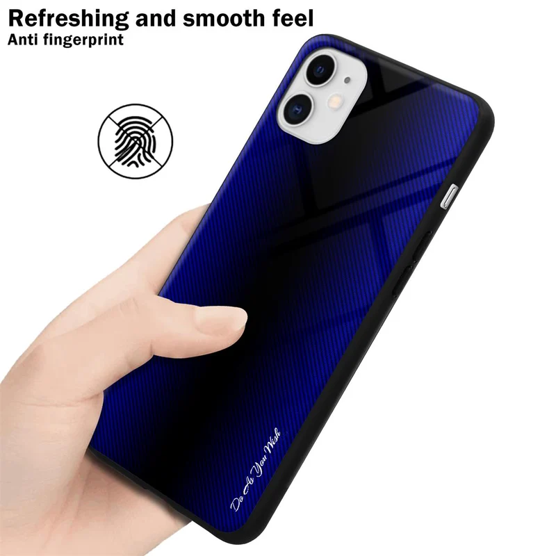 Cadorabo Hülle kompatibel mit Apple iPhone 11 - Streifen Optik Schutzhülle aus Tempered Glas und TPU Silikon