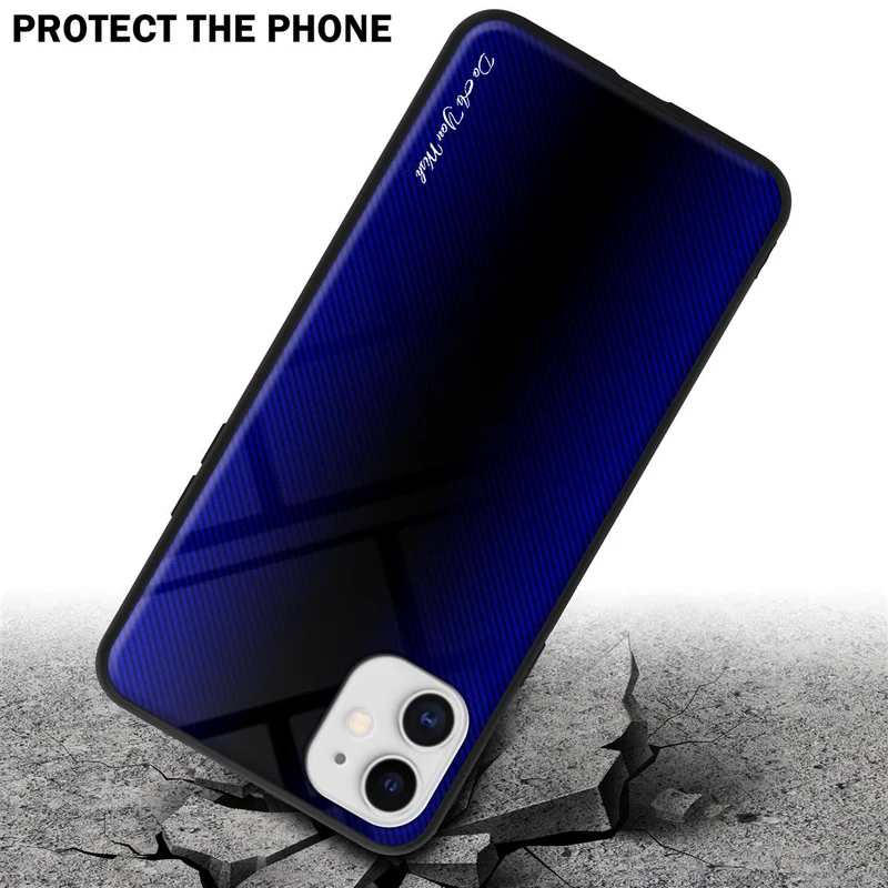 Cadorabo Hülle kompatibel mit Apple iPhone 11 - Streifen Optik Schutzhülle aus Tempered Glas und TPU Silikon