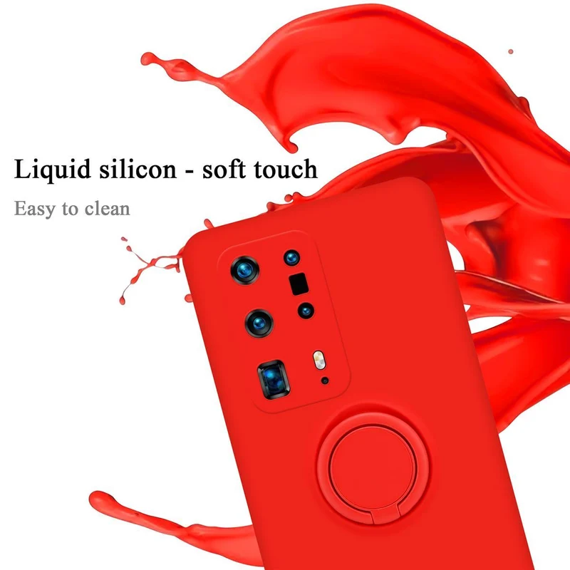 Cadorabo Hülle kompatibel mit Huawei P40 PRO / P40 PRO+ Schutzhülle aus flexiblem TPU Silikon mit Ring