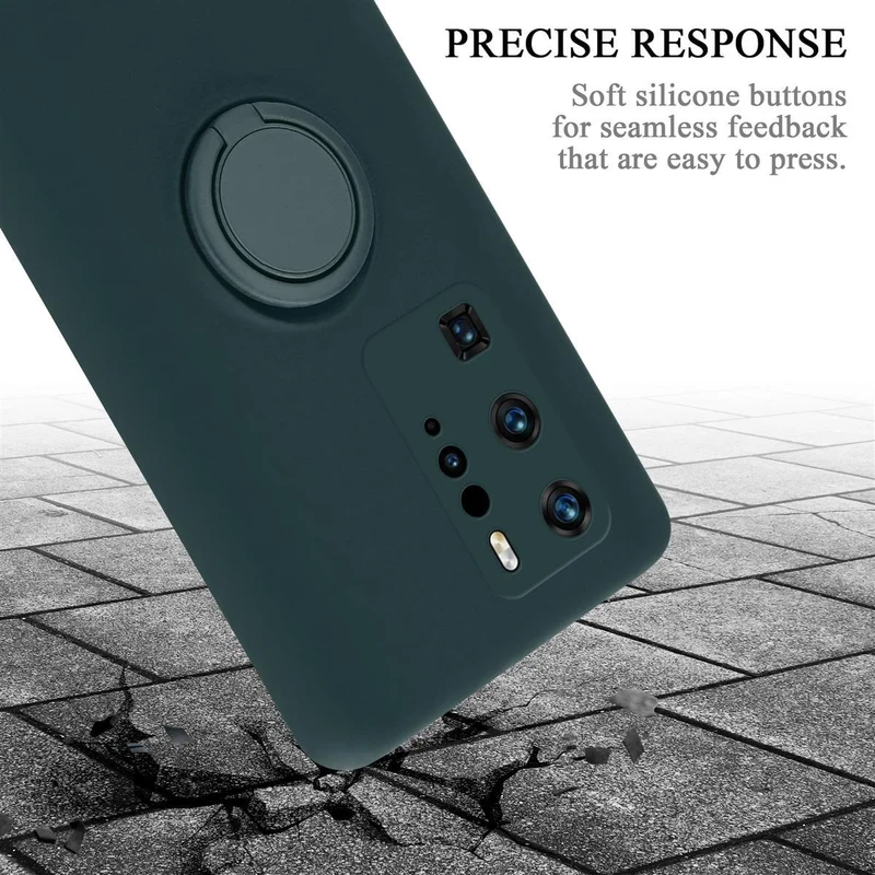 Cadorabo Hülle kompatibel mit Huawei P40 PRO / P40 PRO+ Schutzhülle aus flexiblem TPU Silikon mit Ring