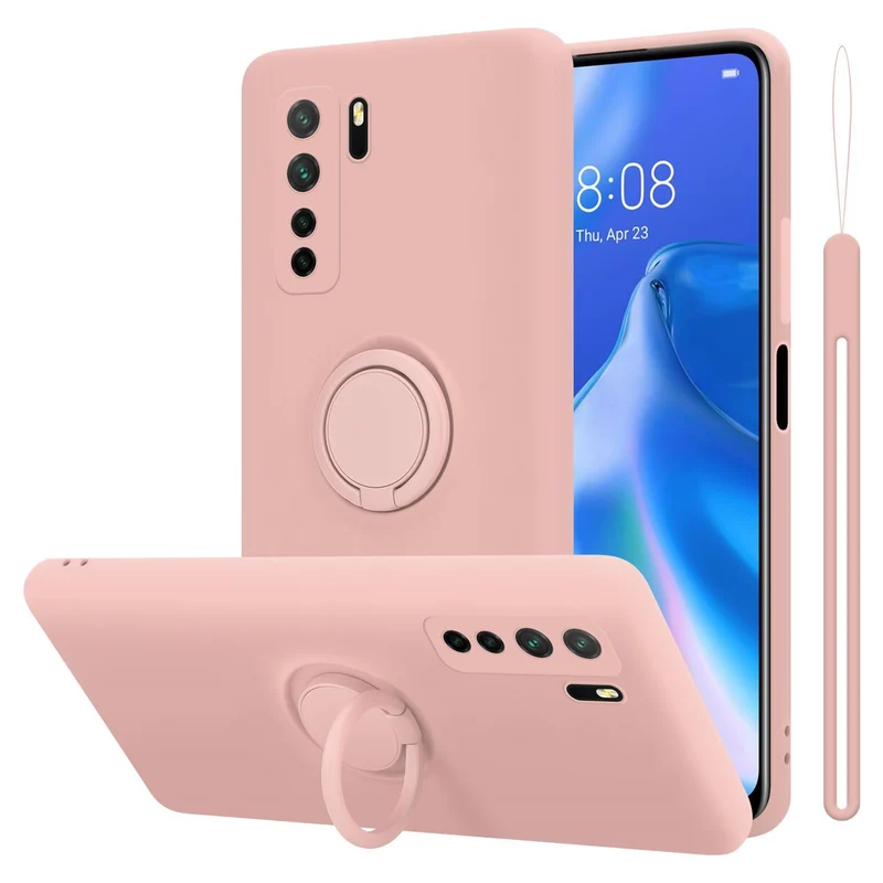 Cadorabo Hülle kompatibel mit Huawei NOVA 6 SE / P40 LITE / NOVA 7i Schutzhülle aus flexiblem TPU Silikon mit Ring