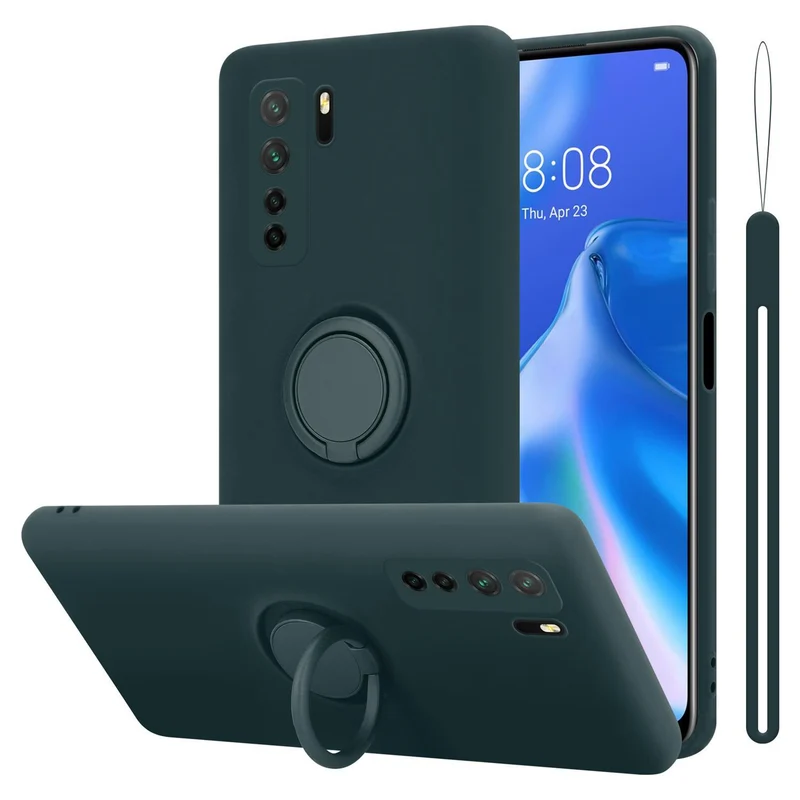 Cadorabo Hülle kompatibel mit Huawei NOVA 6 SE / P40 LITE / NOVA 7i Schutzhülle aus flexiblem TPU Silikon mit Ring