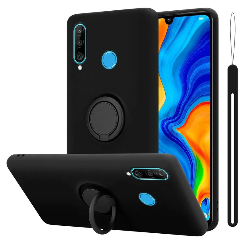Cadorabo Hülle kompatibel mit Huawei P30 LITE Schutzhülle aus flexiblem TPU Silikon mit Ring