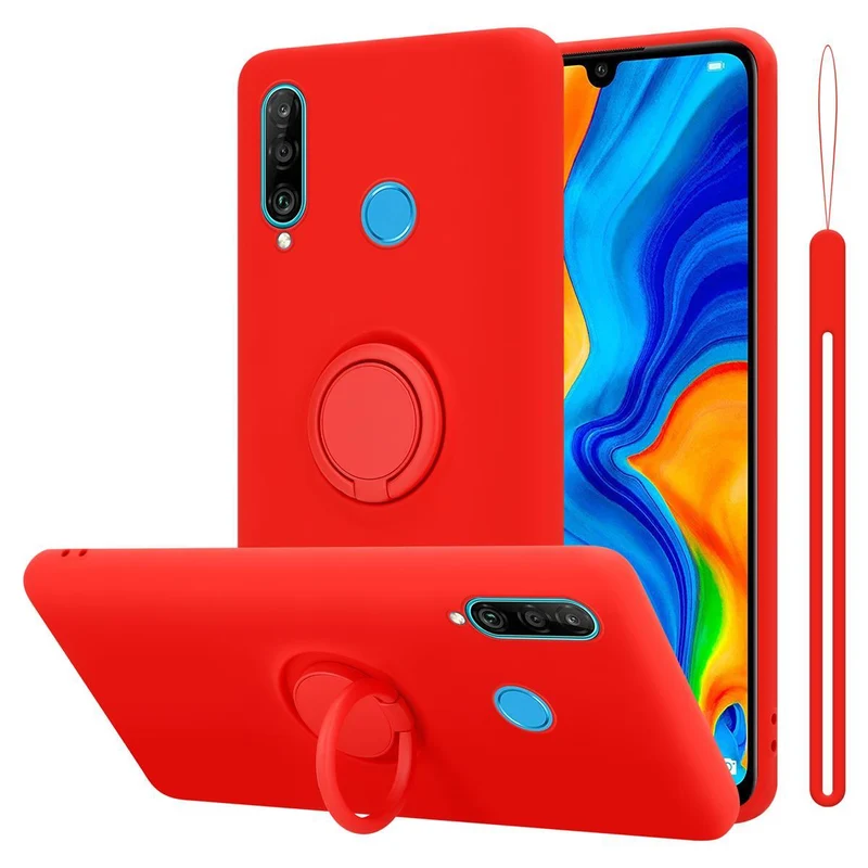 Cadorabo Hülle kompatibel mit Huawei P30 LITE Schutzhülle aus flexiblem TPU Silikon mit Ring