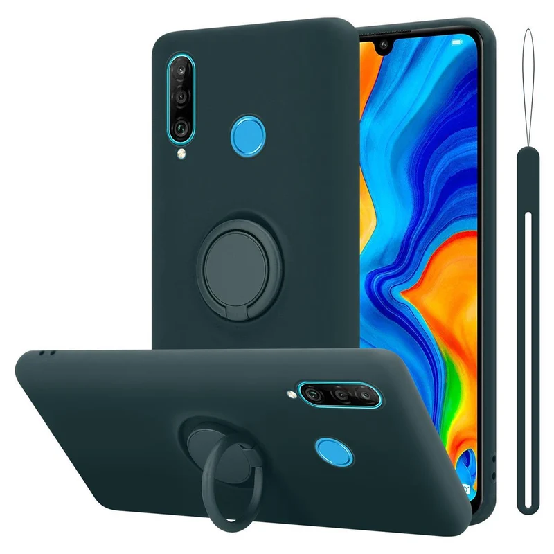 Cadorabo Hülle kompatibel mit Huawei P30 LITE Schutzhülle aus flexiblem TPU Silikon mit Ring