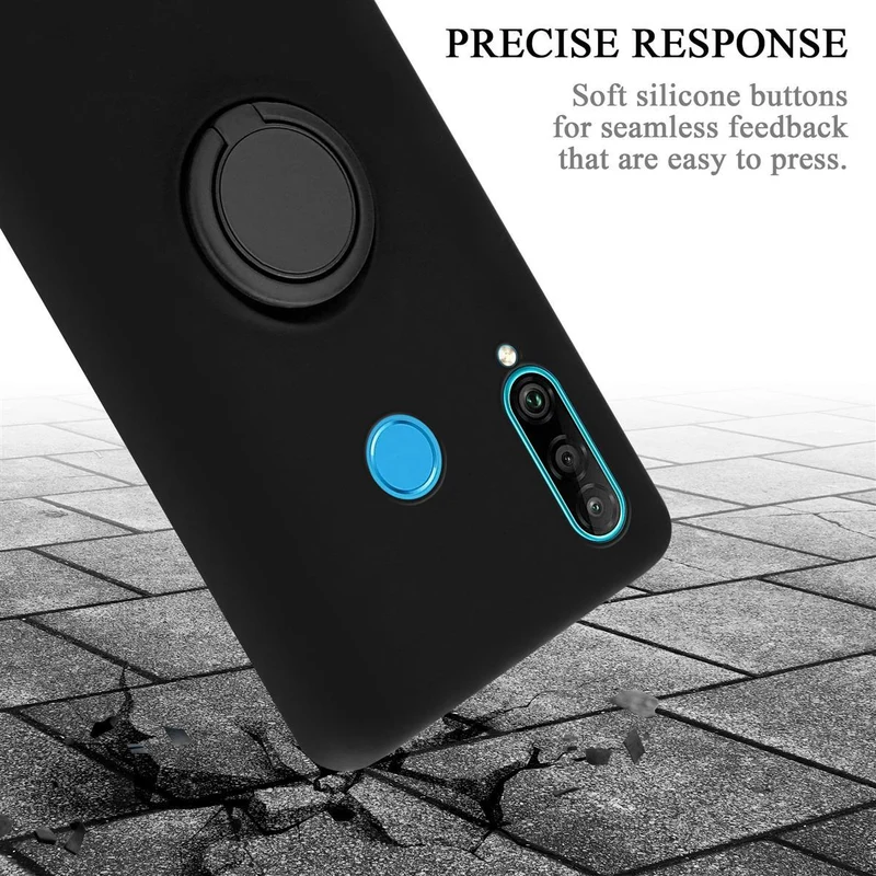 Cadorabo Hülle kompatibel mit Huawei P30 LITE Schutzhülle aus flexiblem TPU Silikon mit Ring