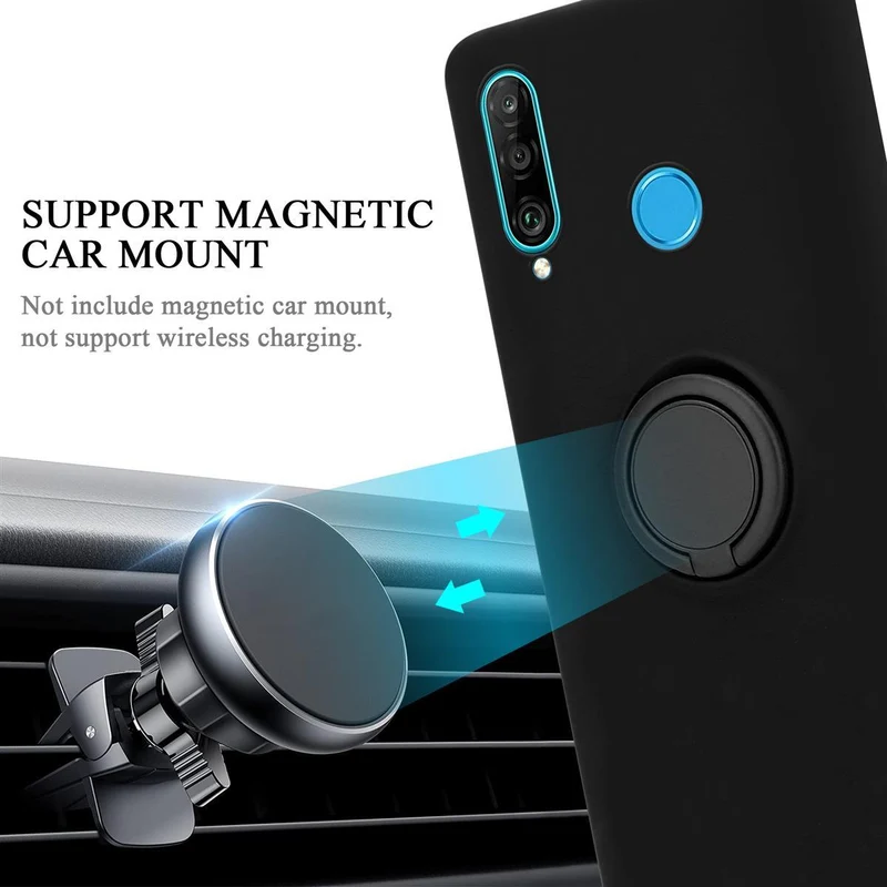 Cadorabo Hülle kompatibel mit Huawei P30 LITE Schutzhülle aus flexiblem TPU Silikon mit Ring