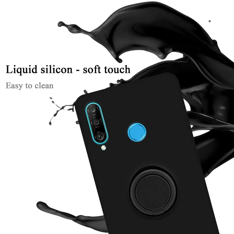 Cadorabo Hülle kompatibel mit Huawei P30 LITE Schutzhülle aus flexiblem TPU Silikon mit Ring