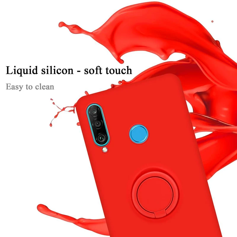 Cadorabo Hülle kompatibel mit Huawei P30 LITE Schutzhülle aus flexiblem TPU Silikon mit Ring