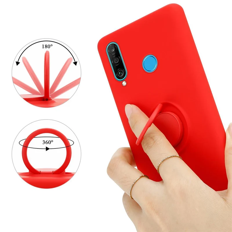 Cadorabo Hülle kompatibel mit Huawei P30 LITE Schutzhülle aus flexiblem TPU Silikon mit Ring