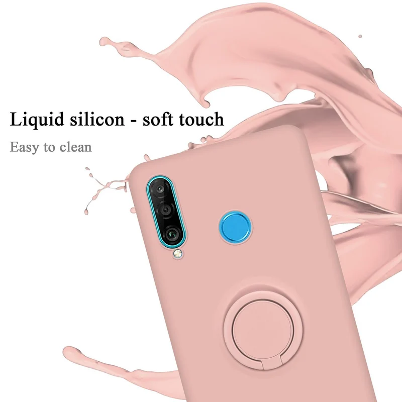 Cadorabo Hülle kompatibel mit Huawei P30 LITE Schutzhülle aus flexiblem TPU Silikon mit Ring