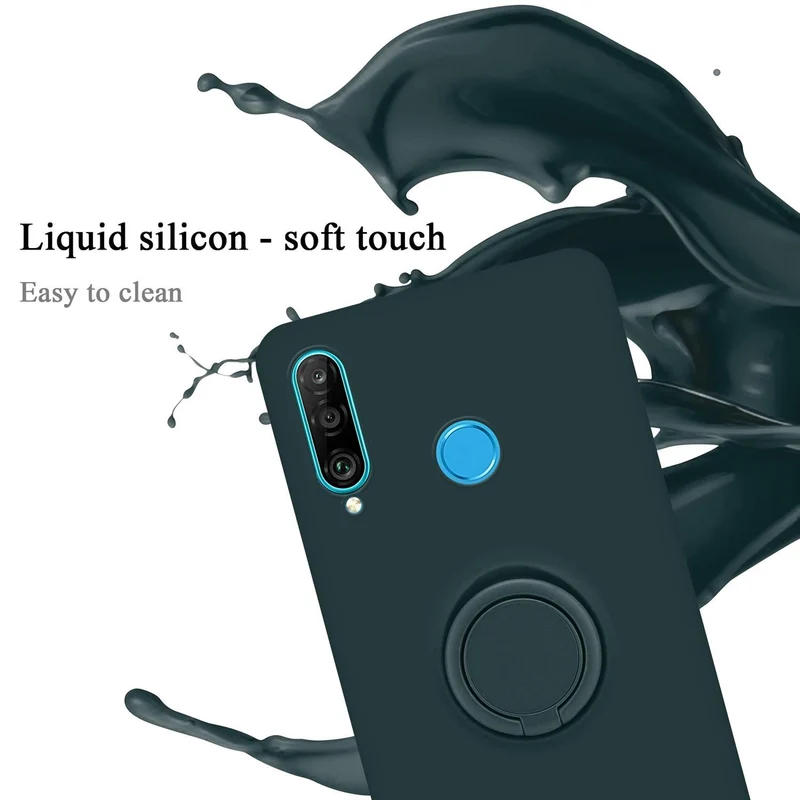 Cadorabo Hülle kompatibel mit Huawei P30 LITE Schutzhülle aus flexiblem TPU Silikon mit Ring