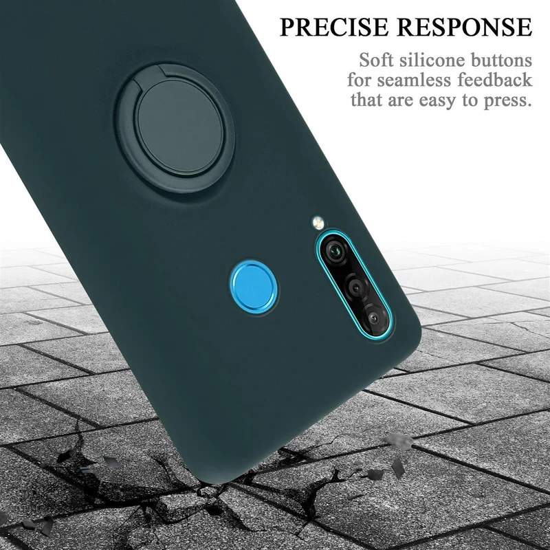Cadorabo Hülle kompatibel mit Huawei P30 LITE Schutzhülle aus flexiblem TPU Silikon mit Ring